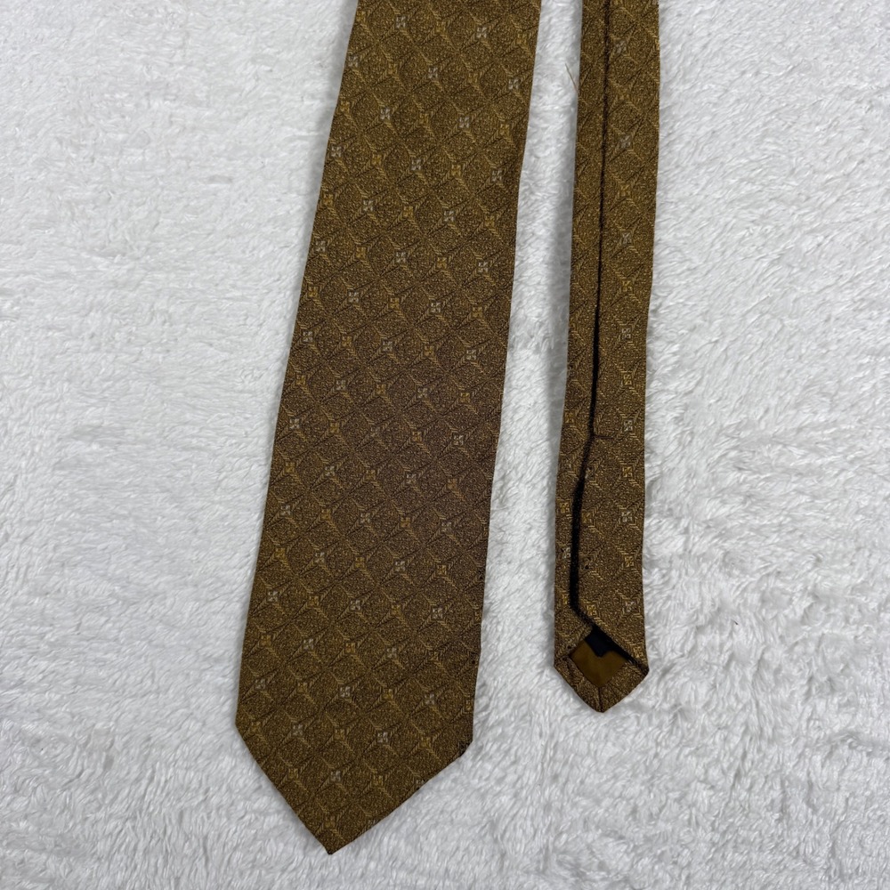 Robert Talbott Studio Mens OS Brown Geometric Silk Hand Sewn Necktie